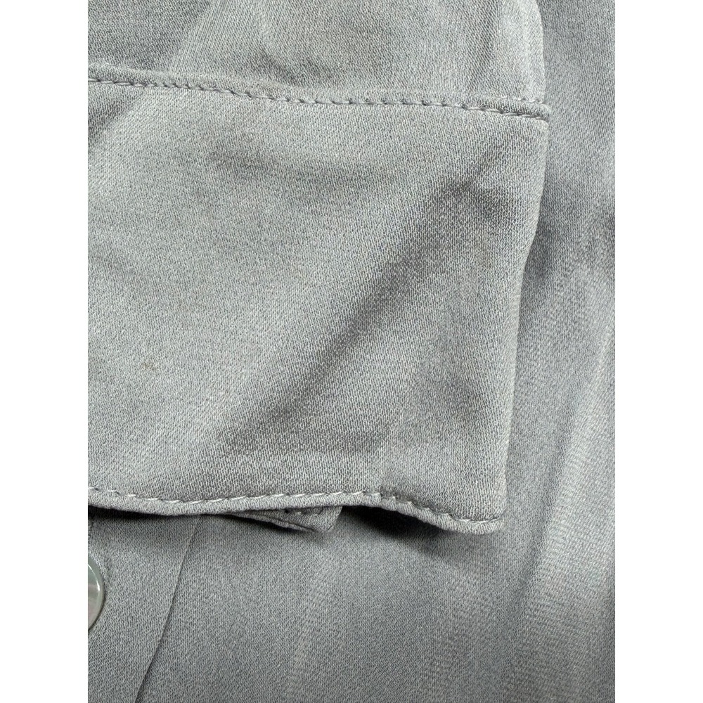 Armani Collezioni Top Womens 10 Gray Silk Stretch Button Up Quiet Luxury Office - Picture 8 of 14